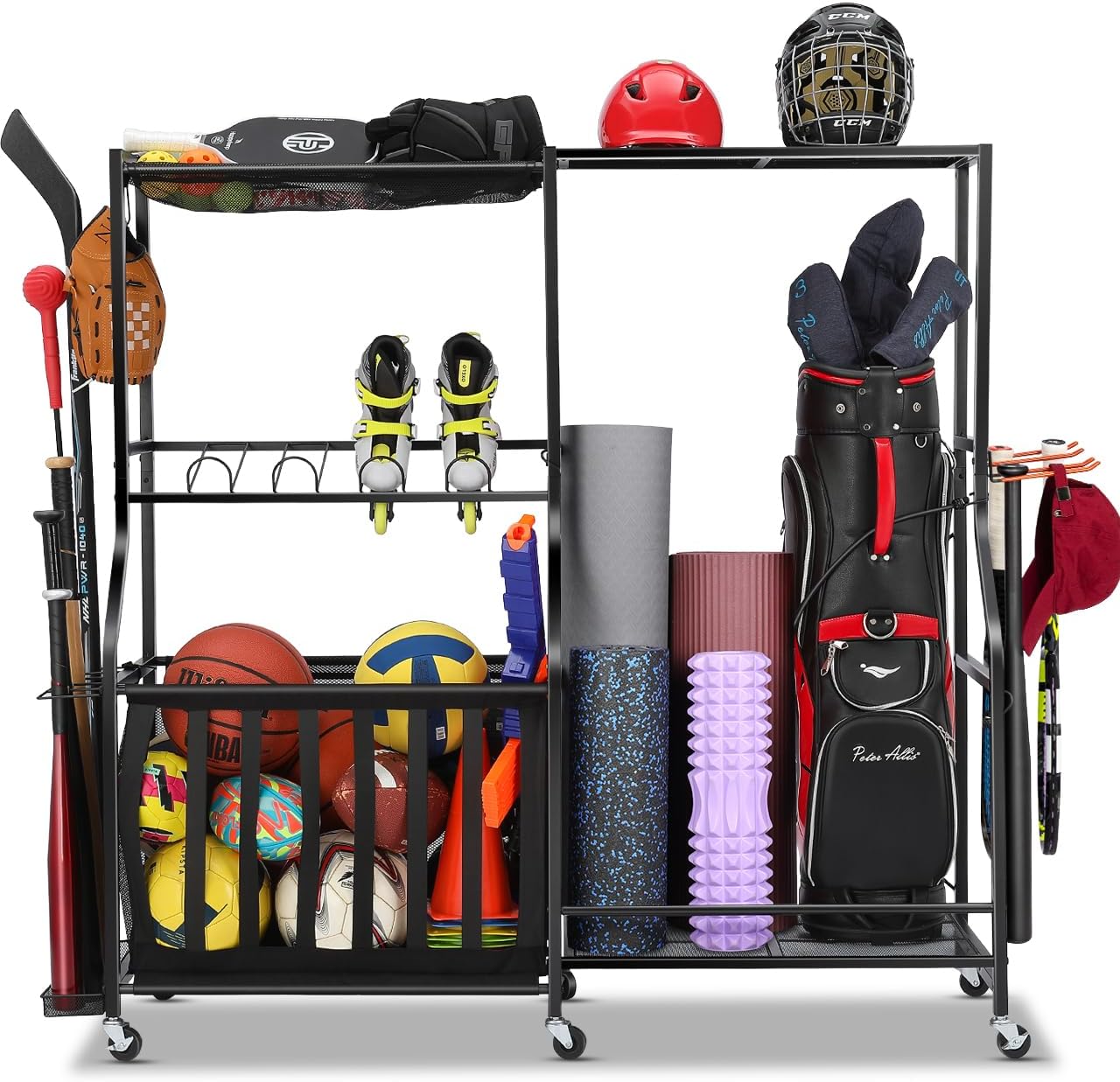 Sports Equipment Bag With Wheels - Organisateur d'équipements sportifs de garage sur
