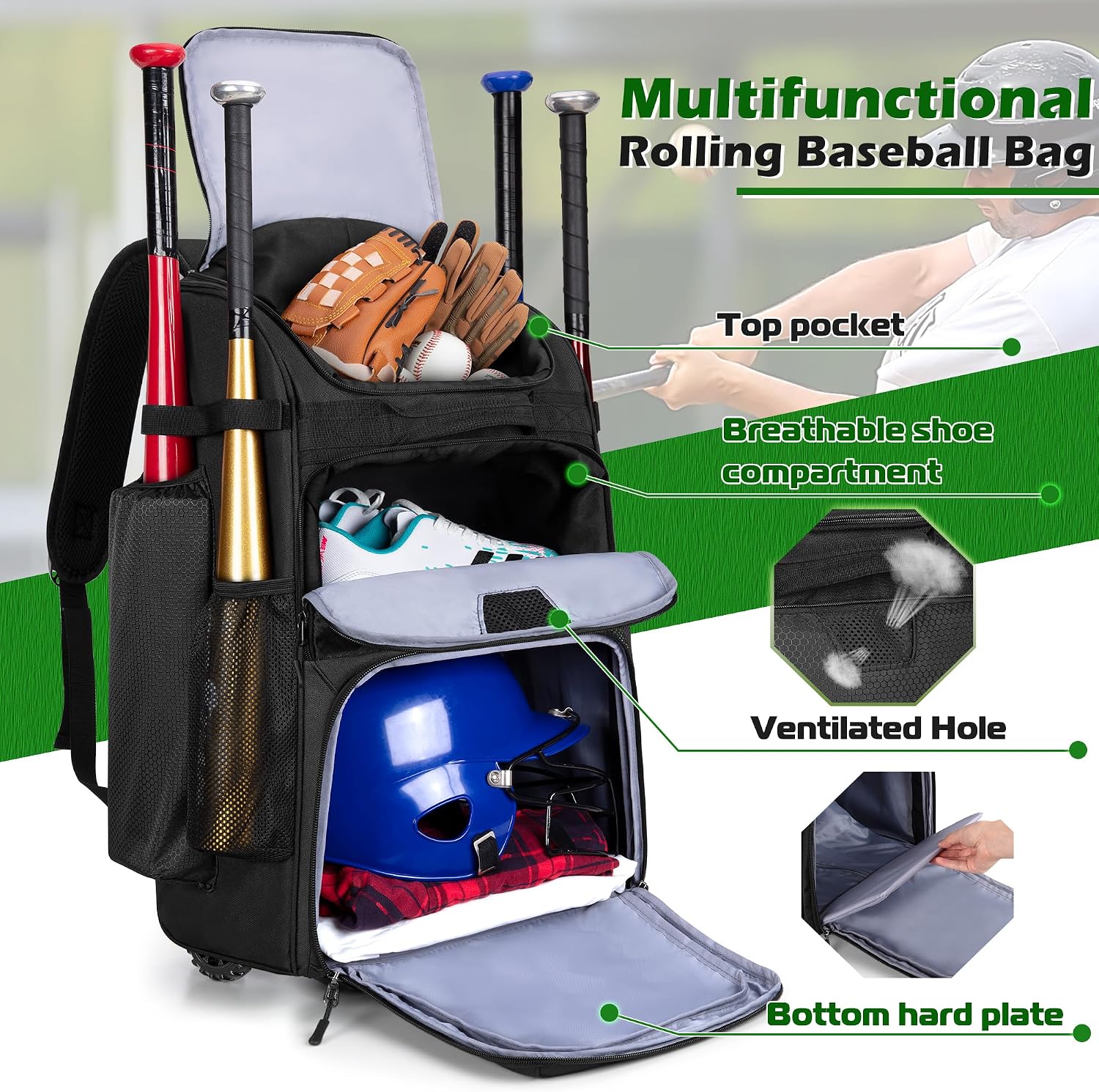 Sac à dos de baseball à roulet - Sports Equipment Bag With Wheels avis et prix